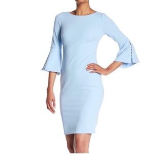 Calvin Klein light blue bell sleeve dress